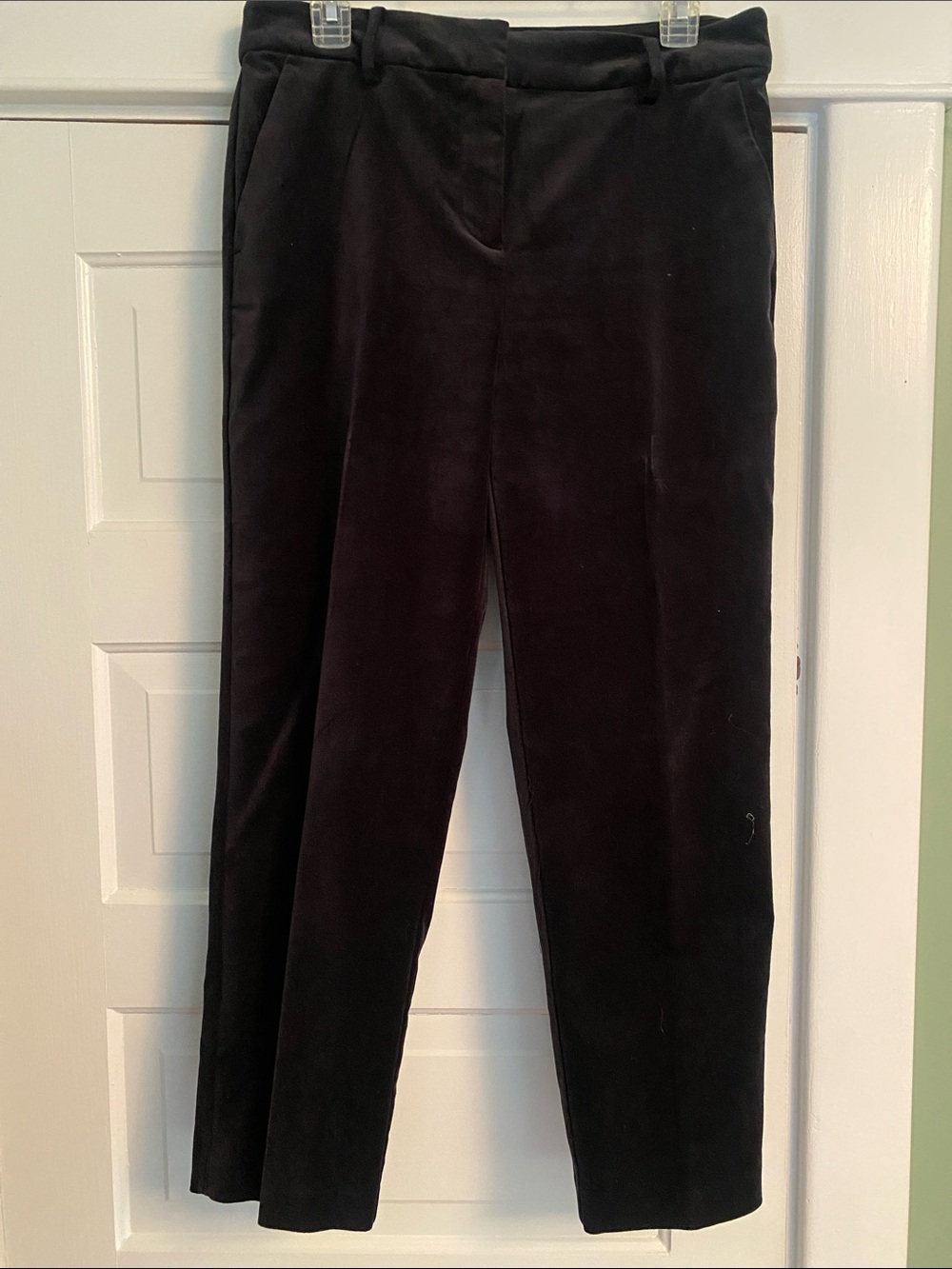 LOFT Black Straight-Leg Velvet Pants